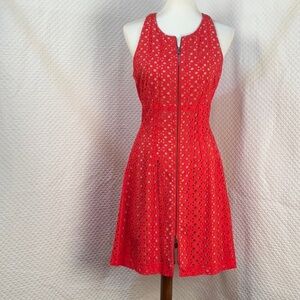 Bcbgmaxazria Red Eyelet "Giuliana" dress Size 8